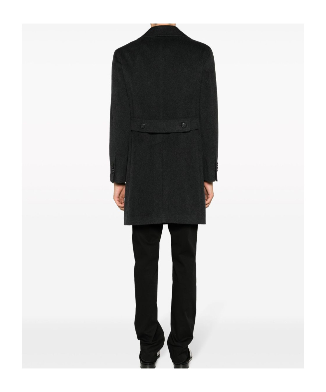 Tagliatore Black Double-breasted Coat With Four Pockets In Black