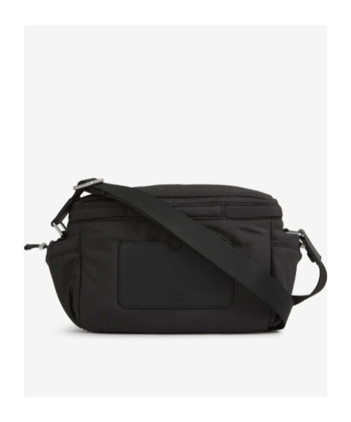 Ami Alexandre Mattiussi Messenger Bag In Padded Nylon Canvas Crossbody Bags Black In Black