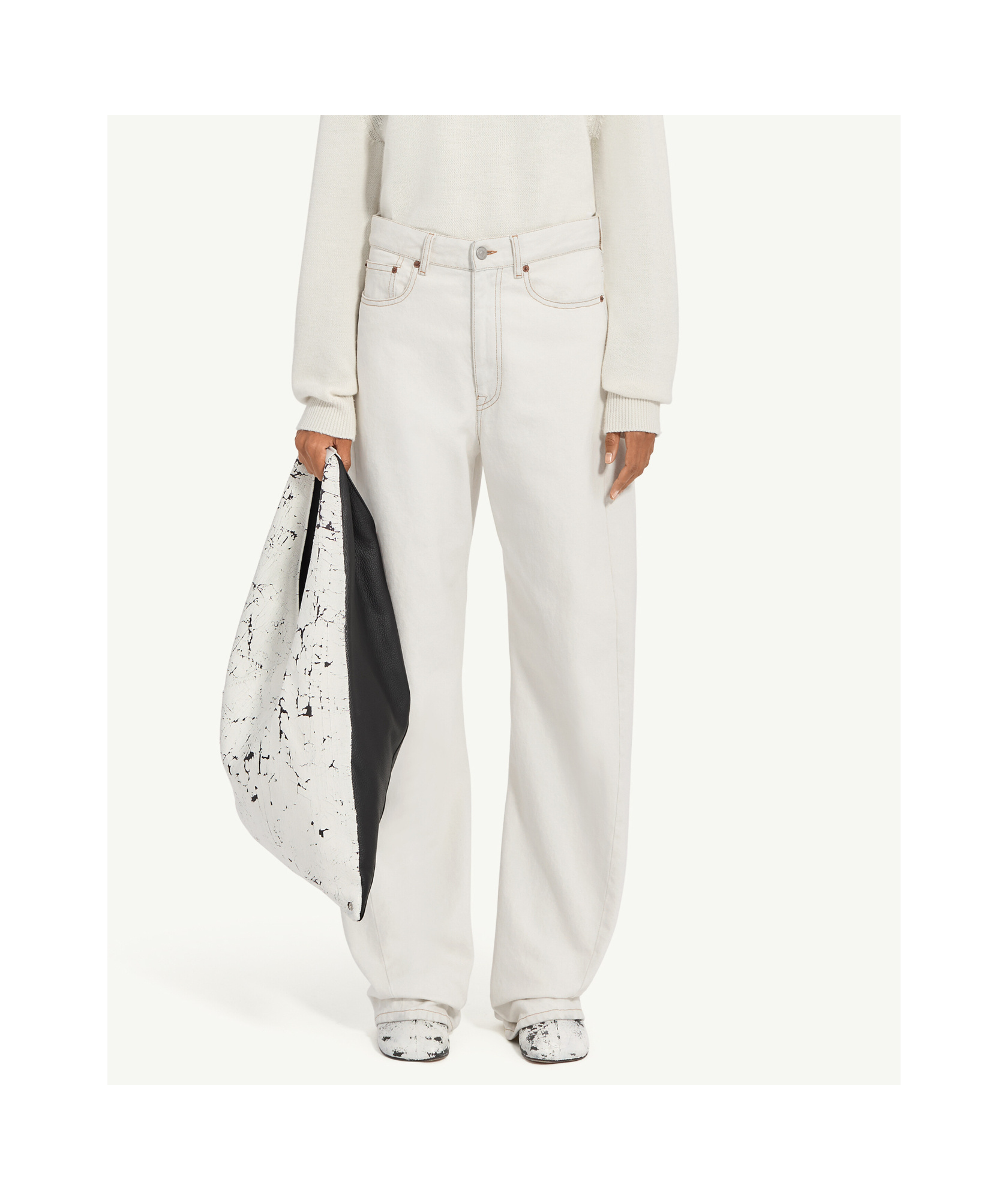 Mm6 Maison Margiela Contrast-stitched Jeans In White