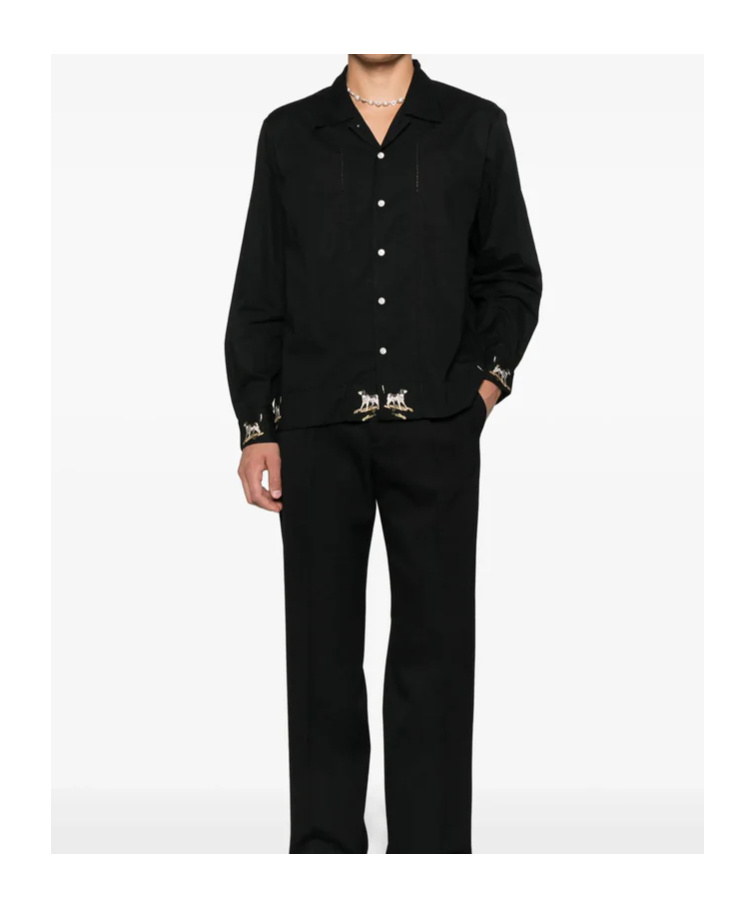 Bode Embroidered-motif Shirt In Black