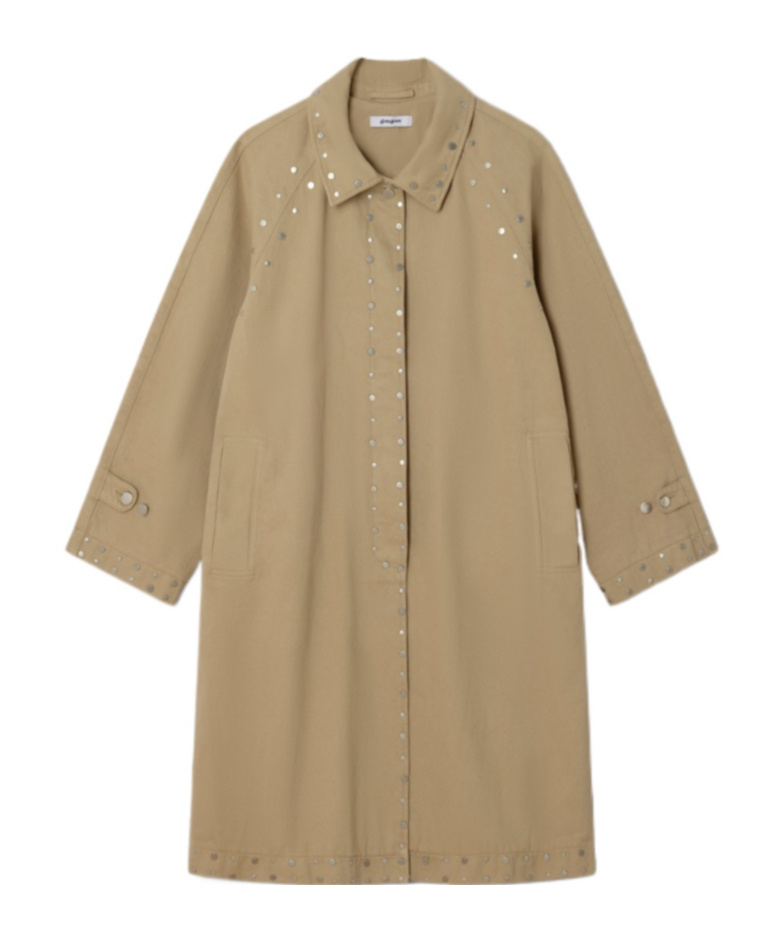 Gimaguas Studded Twill Coat In Brown