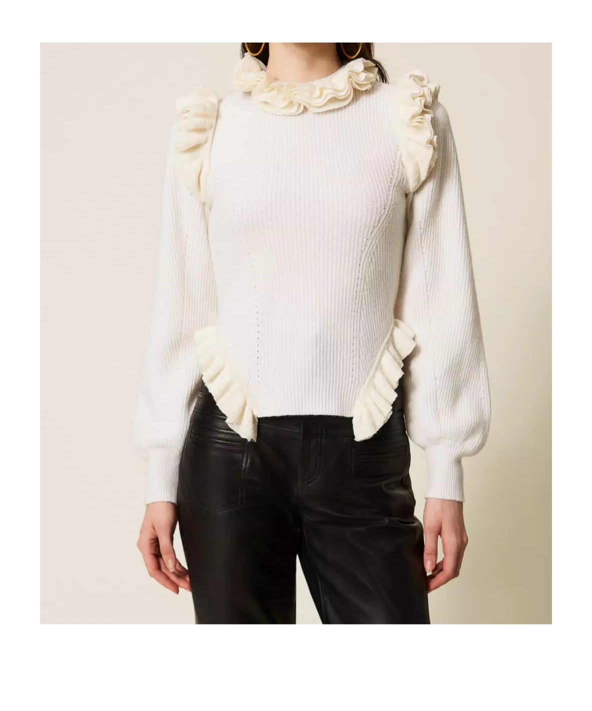 Twinset Ruffled-trim Jumper In White