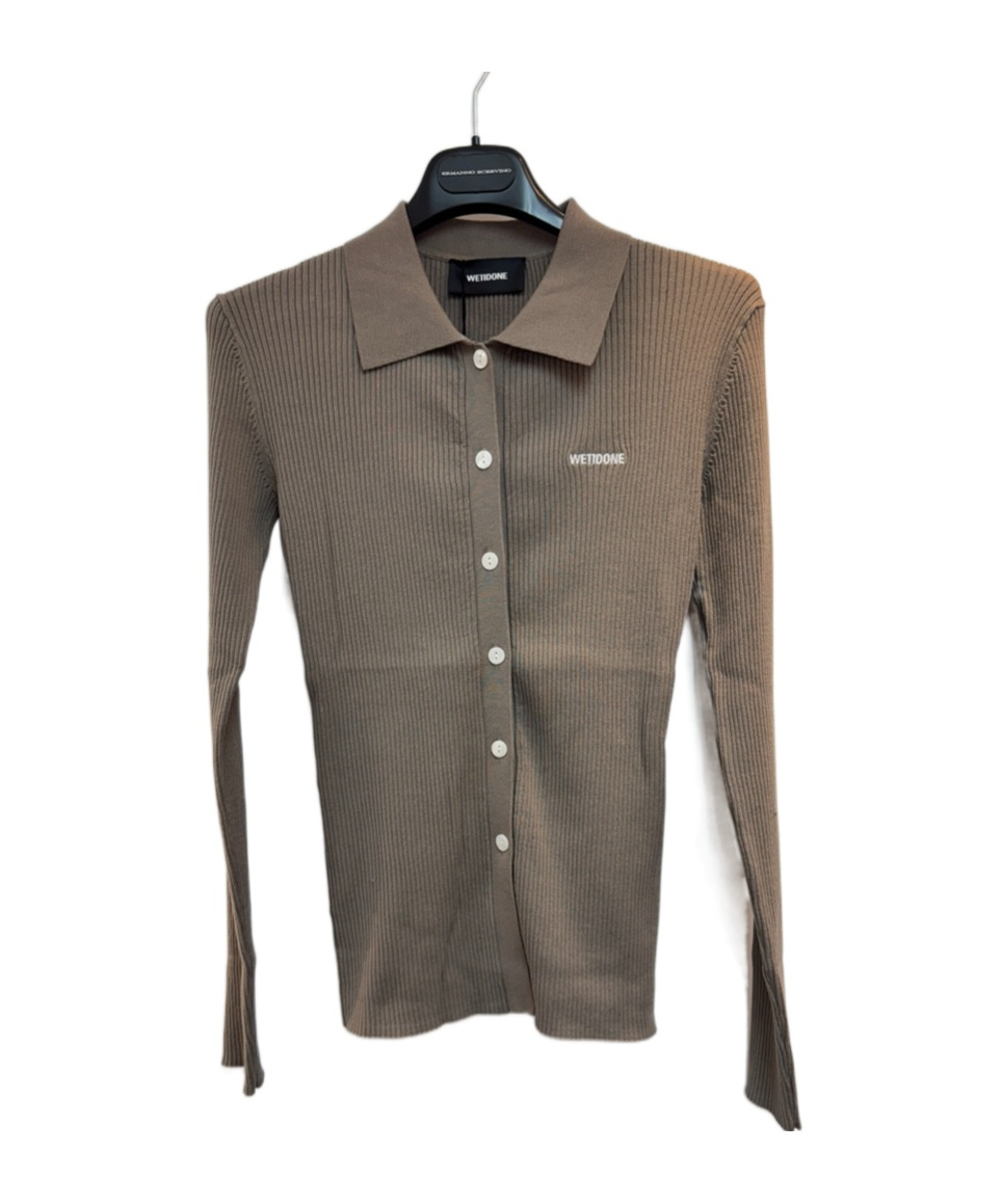 We11 Done Lapel Knitted Cardigan In Gray