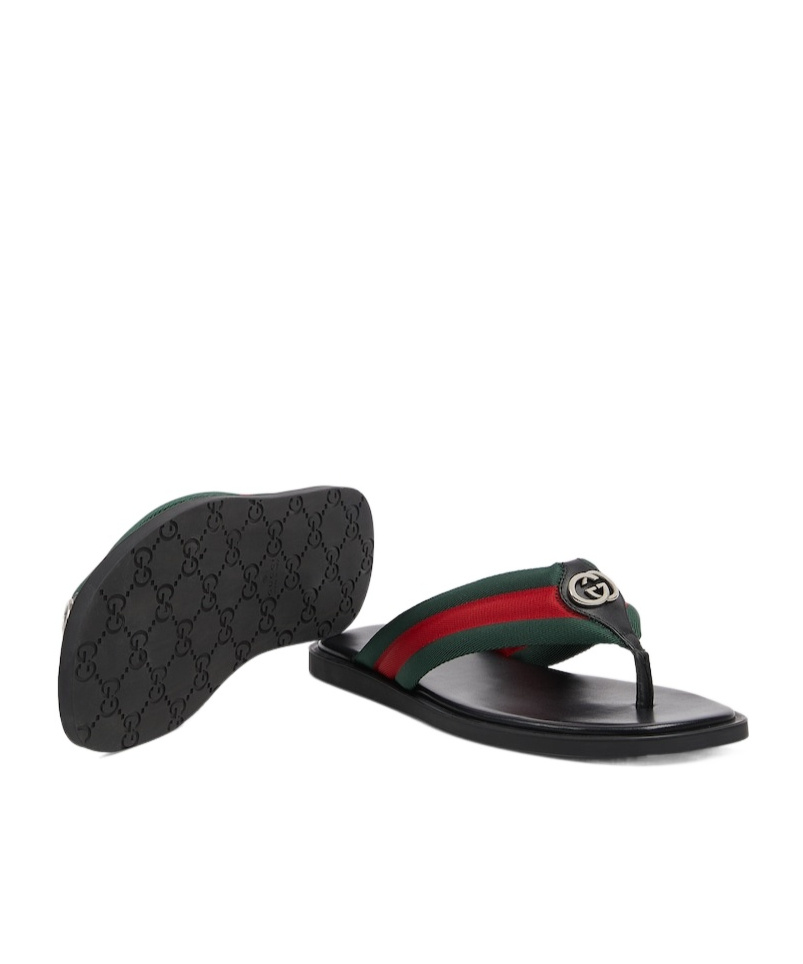 Gucci Gg Web Stripe Slides In Multi