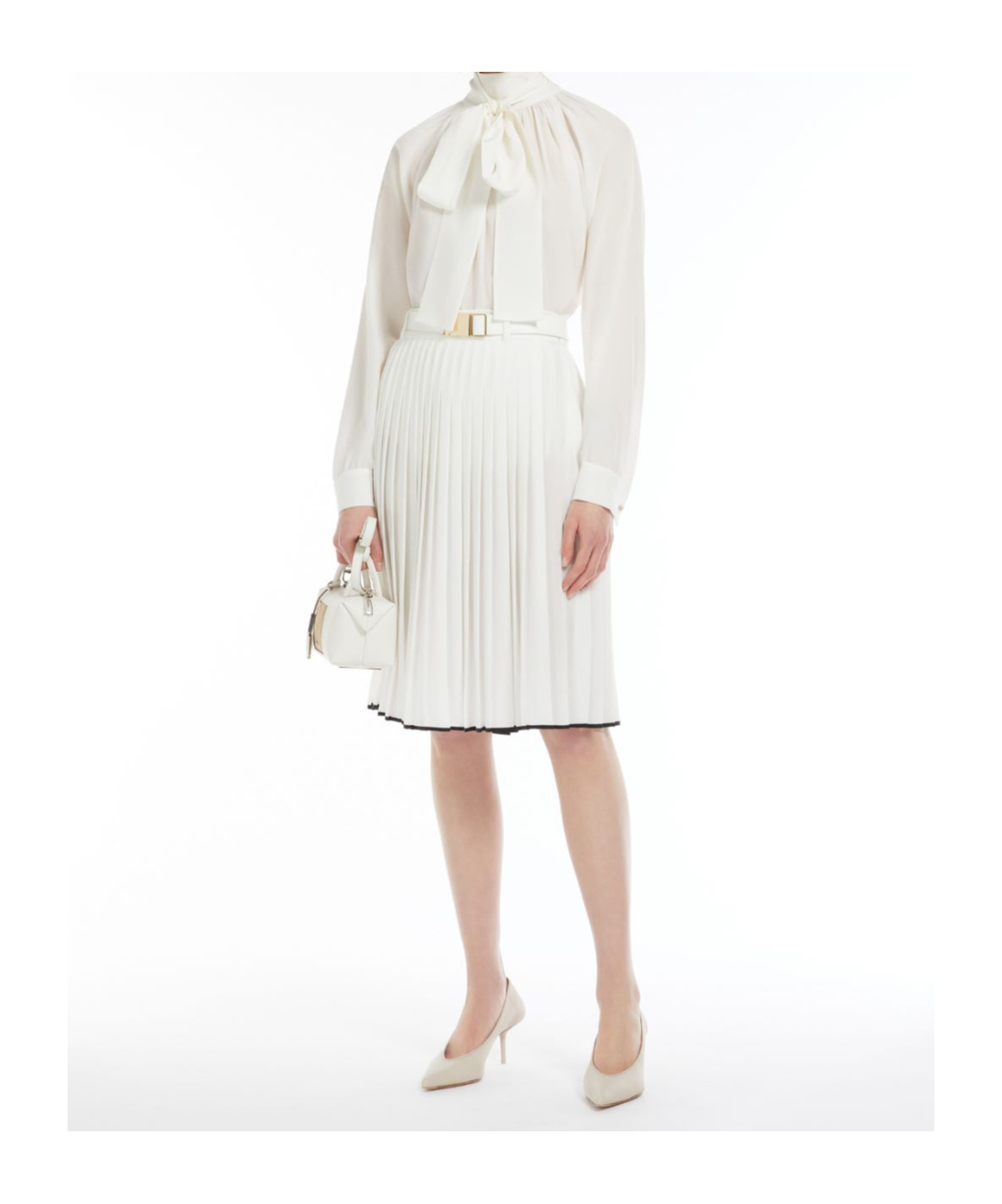 Weekend Max Mara Max Mara Studio Savana Belted Pleated Skirt In White