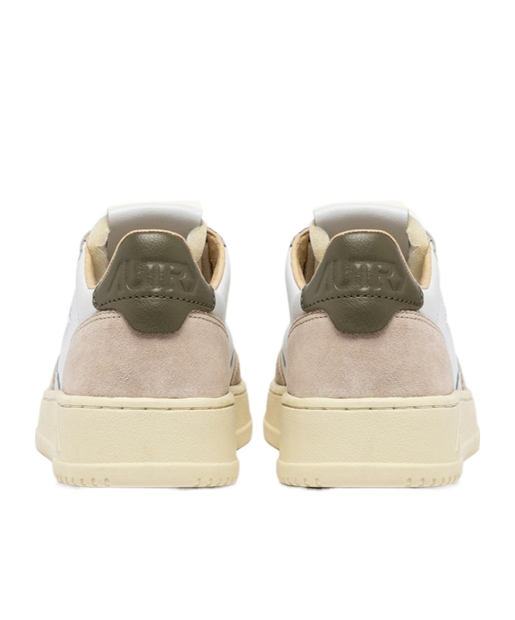 Autry 'medalist' White Low Top Sneakers With Beige Suede Details In Nude