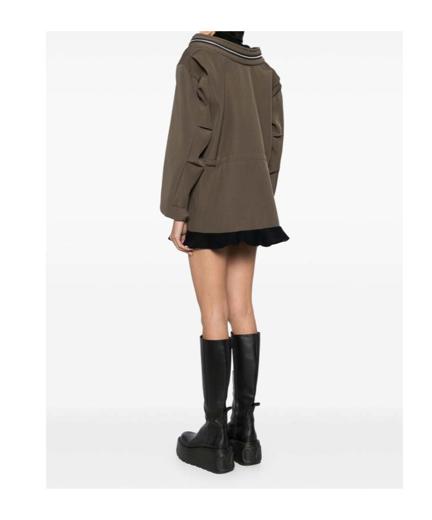 Sacai Grosgrain Bonding X Wool Melton Dress In Black