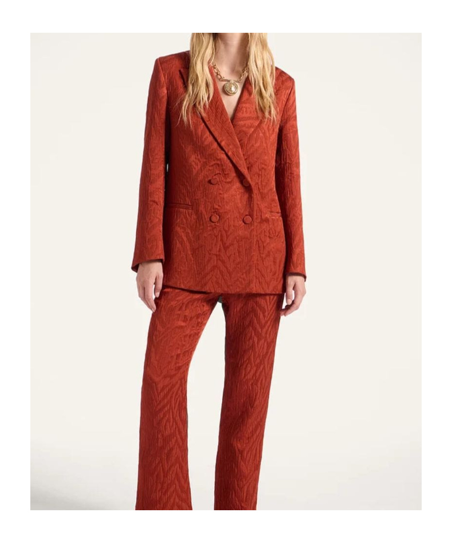 La Doublej Textured Double-breasted Jacket In Red