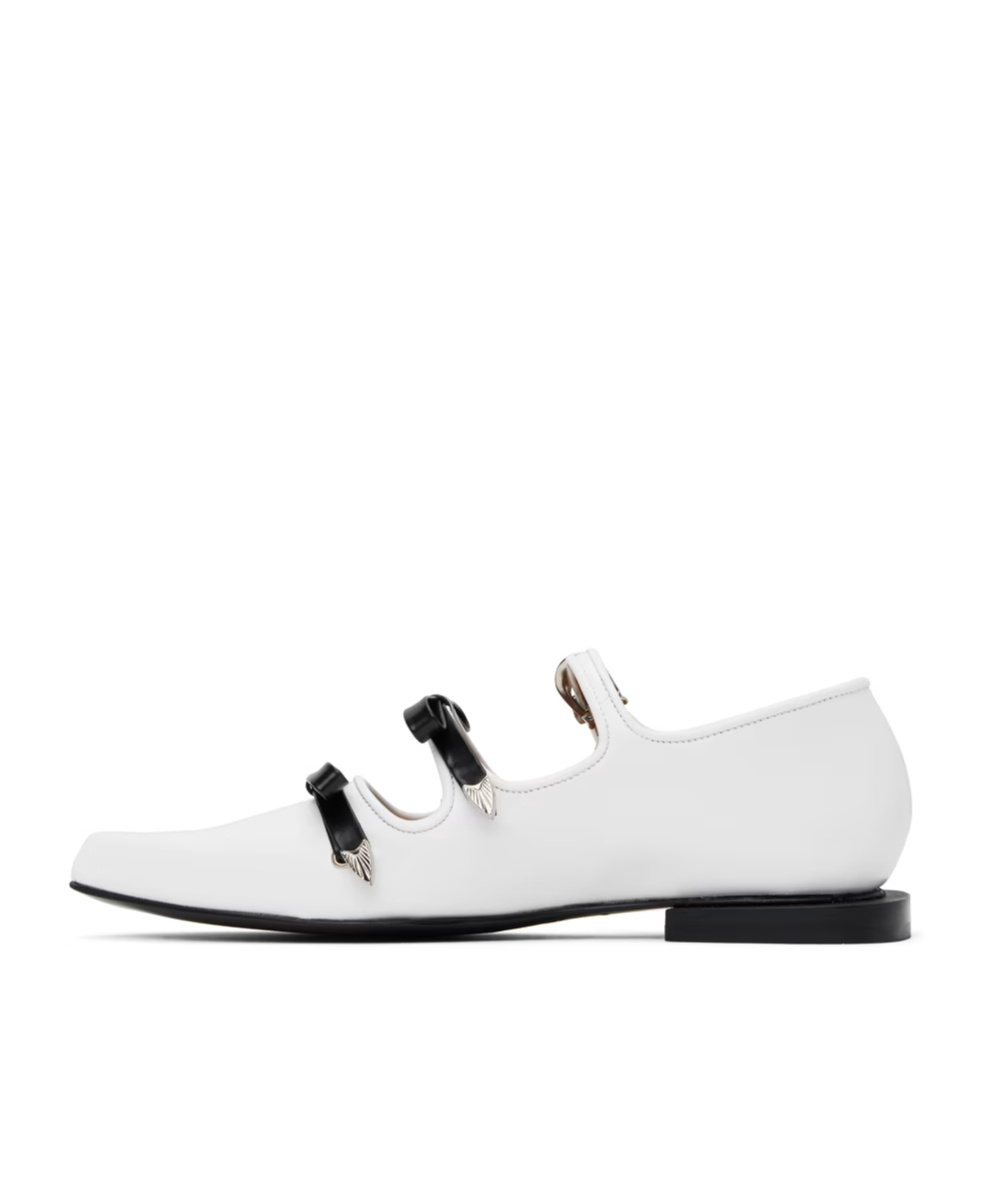 Toga White Mary Jane Ballerina Flats In White