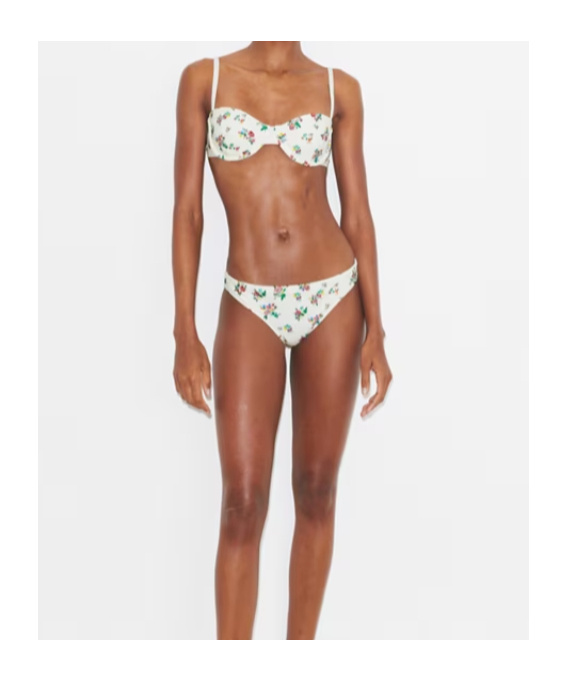 Tory Burch Printed Stretch Nylon Bikini Bottom In Neutral