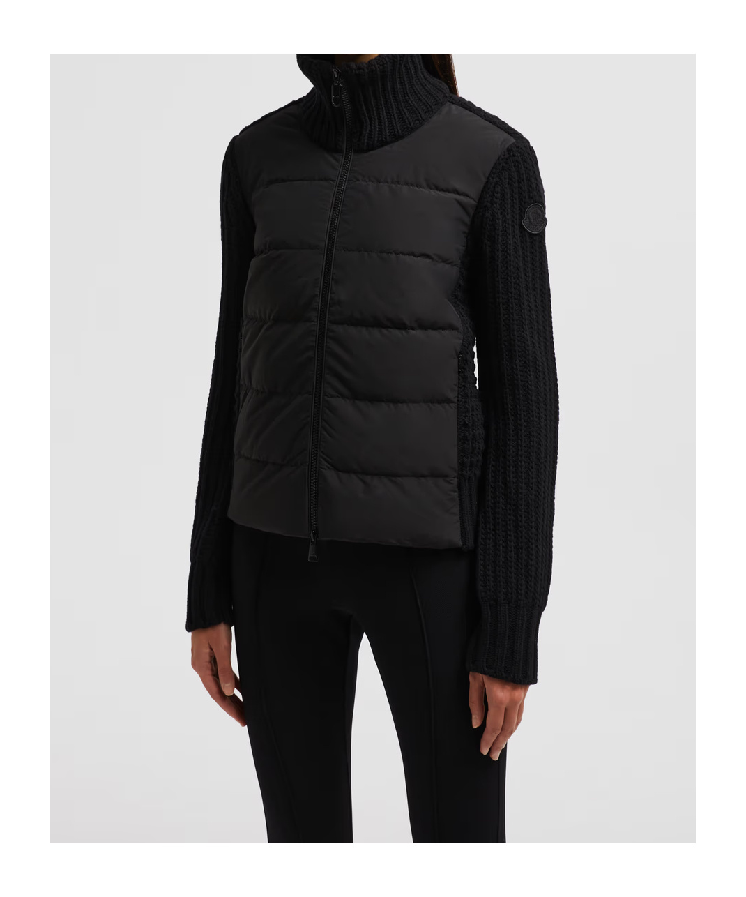 Moncler Padded-panel Cardigan In Black