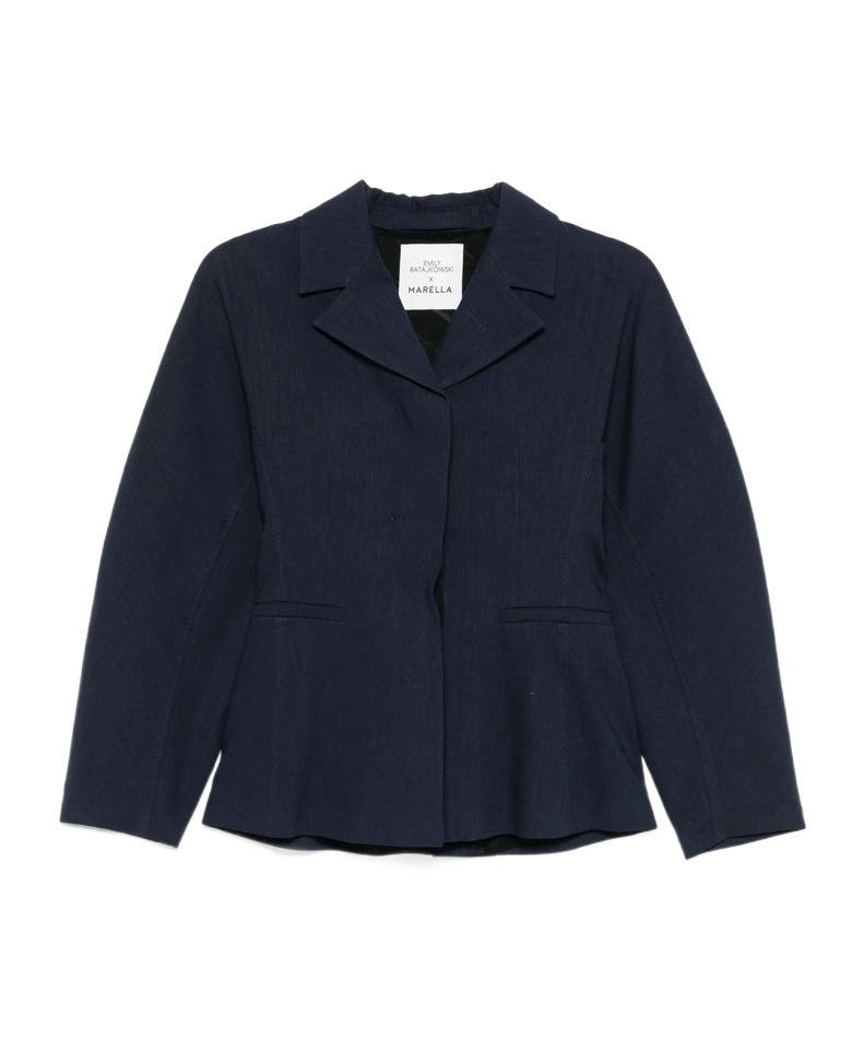 Marella X Emily Ratajkowski Rpunded Blazer In Navy Blue