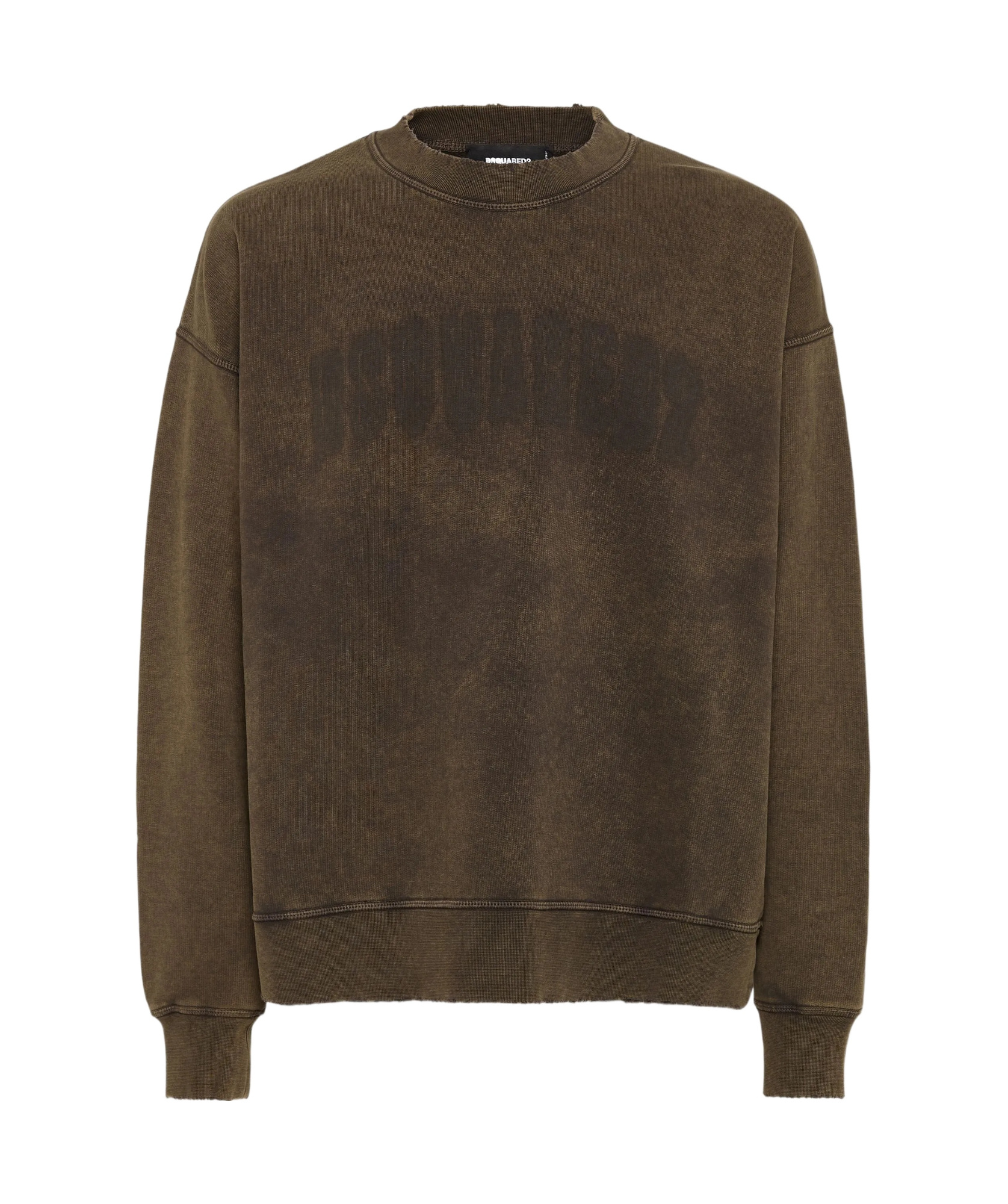 Dsquared2 Logo Printed Crewneck Distressed Sweatshirt In Brown