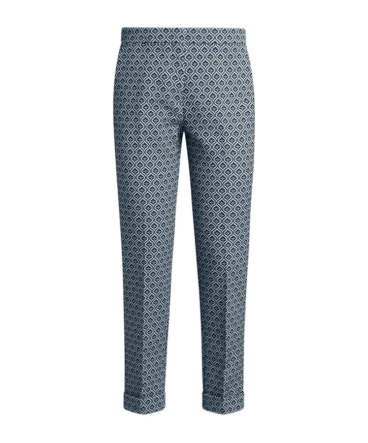 Etro Cotton Trousers With Medallions And Flowers In Gray