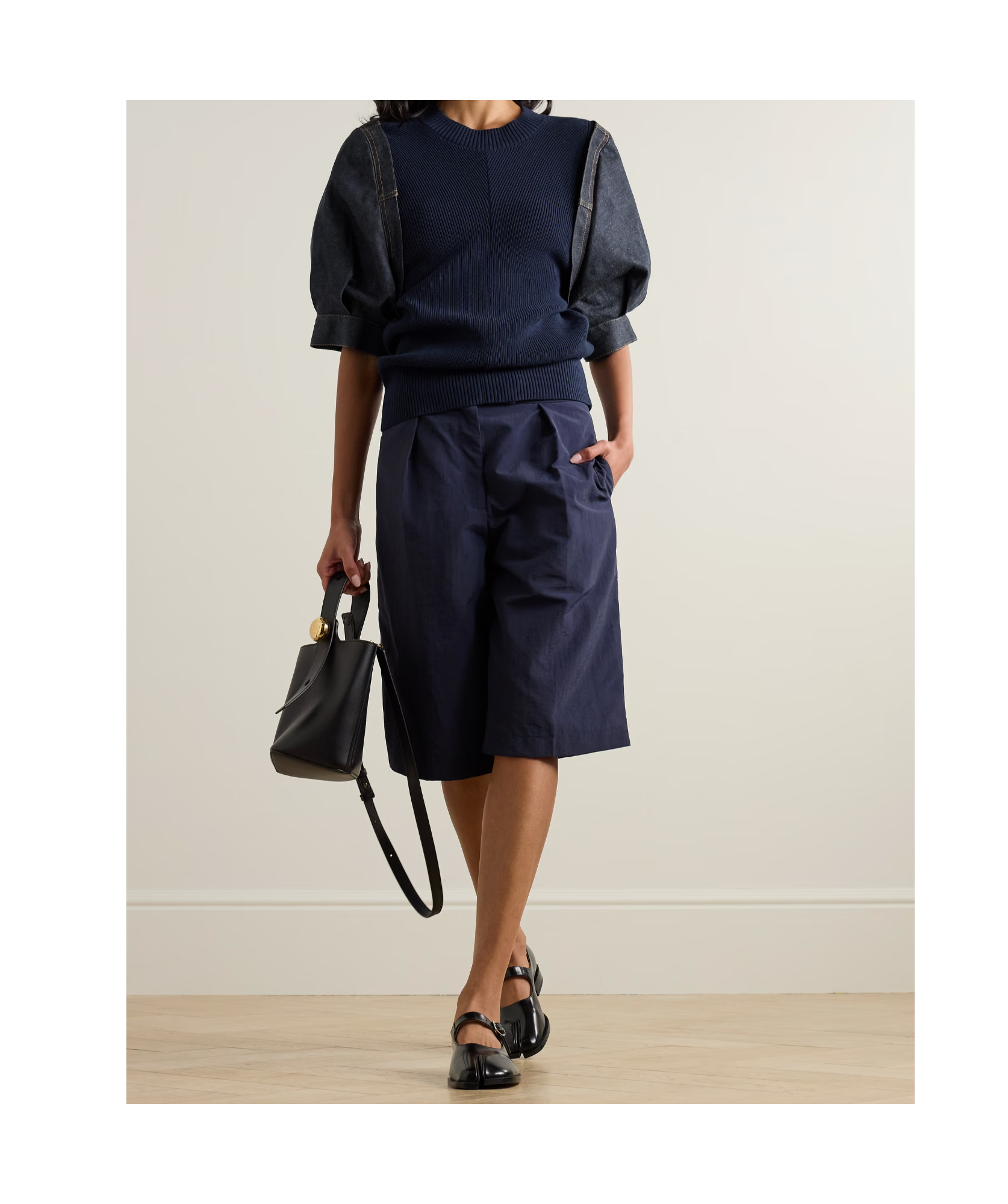 SACAI STITCHED OPEN-THREAD DETAIL SWEATER