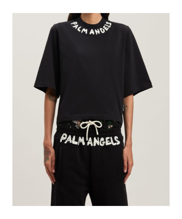 Palm Angels Ogo Crop T-shirt In Black