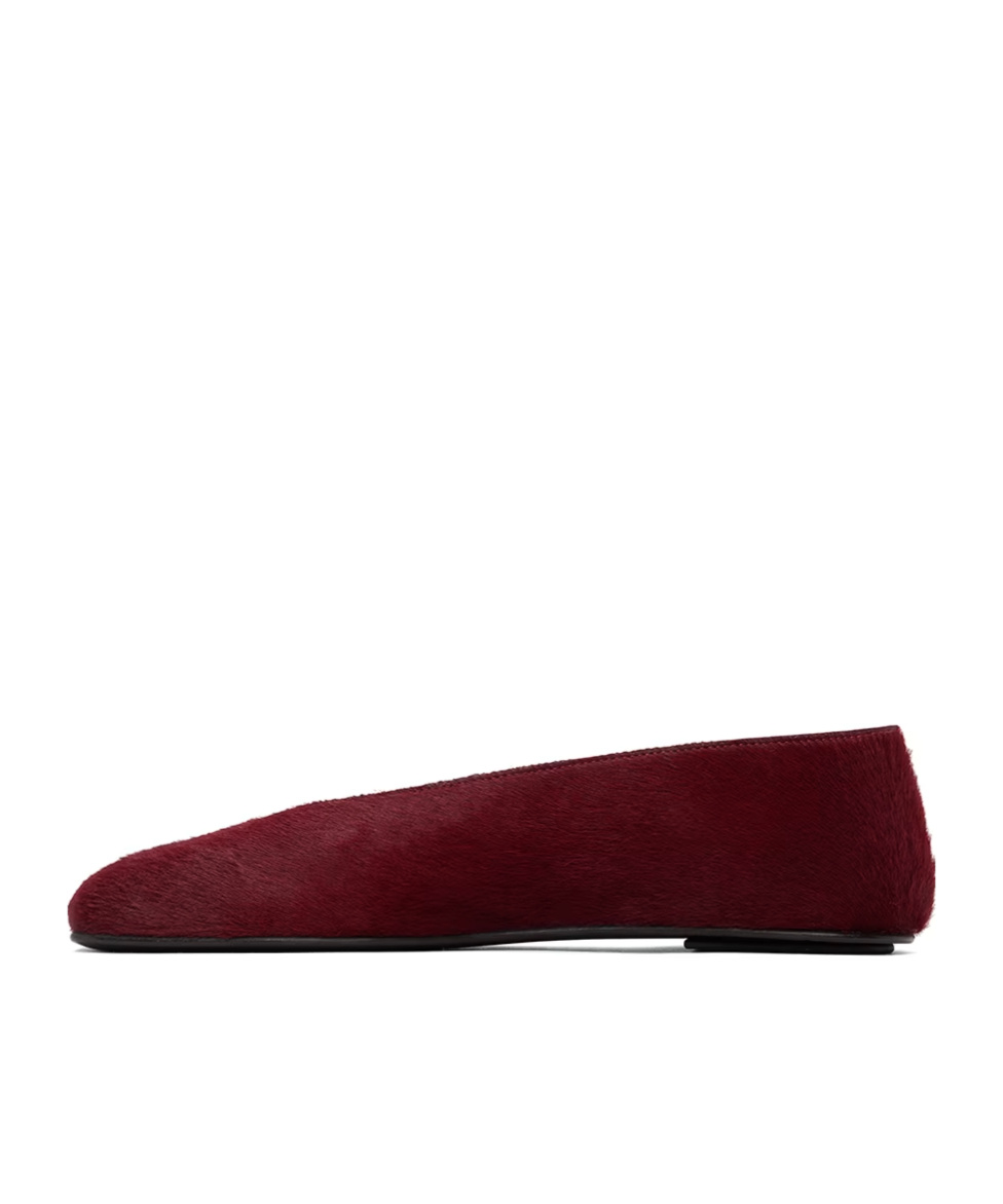 The Row Burgundy Eva Two Ballerina Flats In Brown