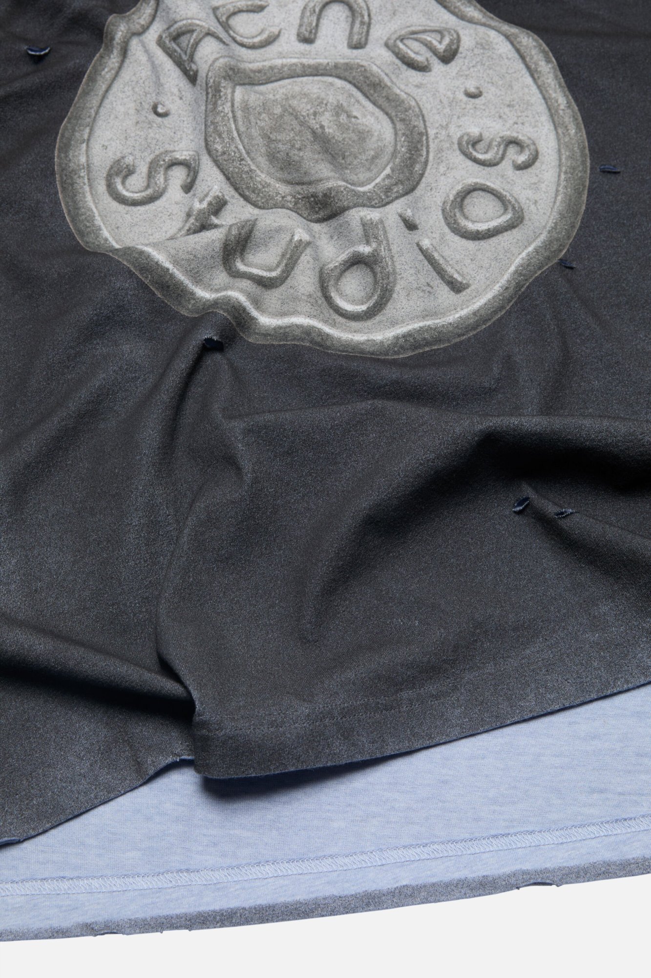 Acne Studios Logo Distressed T-shirt In Gray