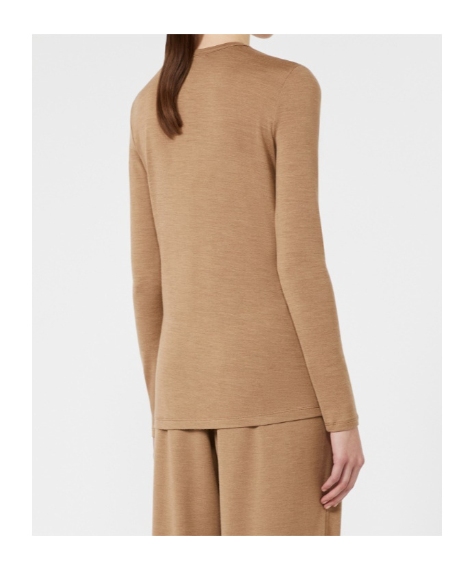 Max Mara Light Wool Jersey T-shirt In Camel