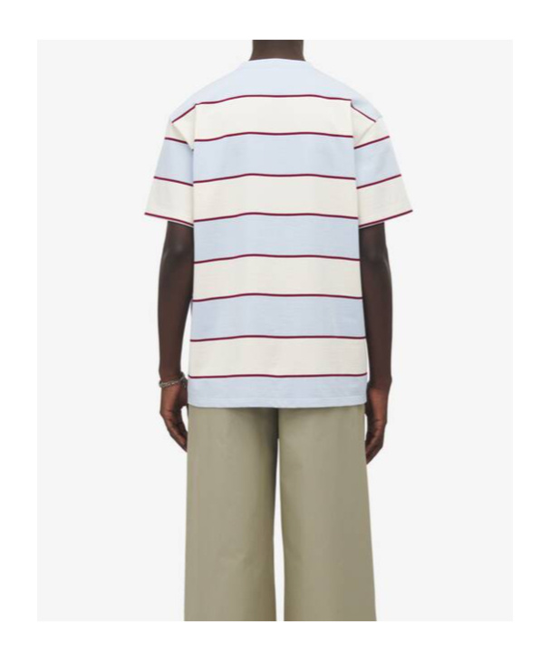 Alexander Mcqueen Inverted Skull Striped T-shirt In Blue