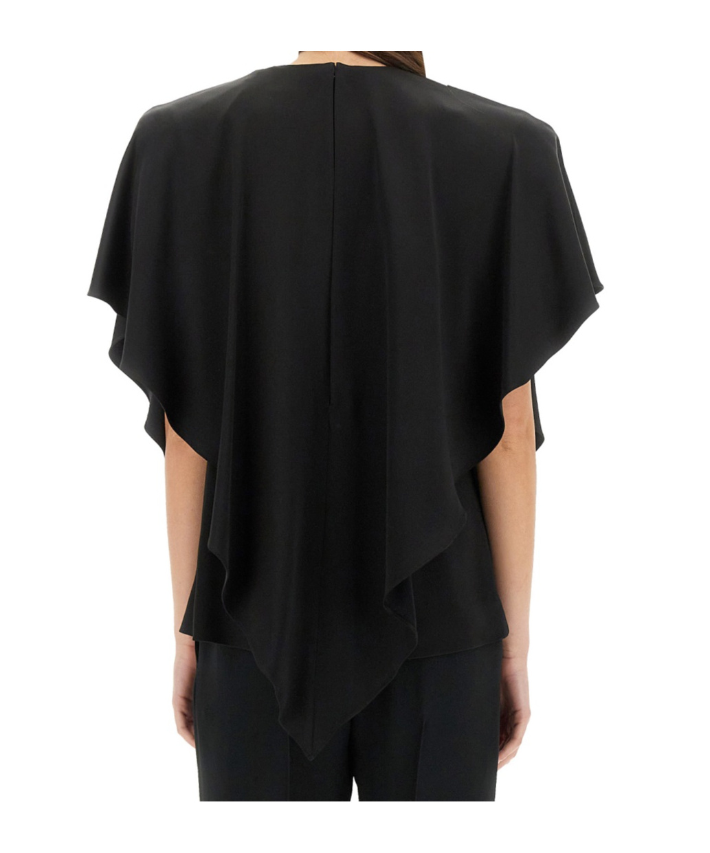 Stella Mccartney Asymmetric Layered Lightweight Satin Blouse In Black