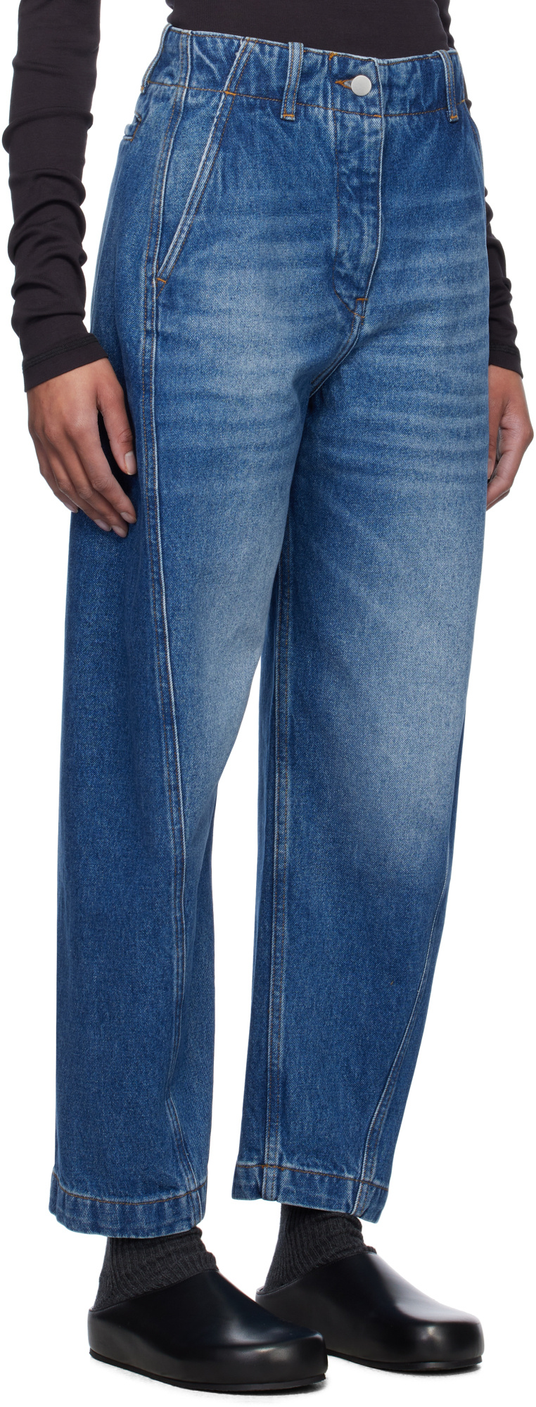 Studio Nicholson Belt Loop Jeans In Blue