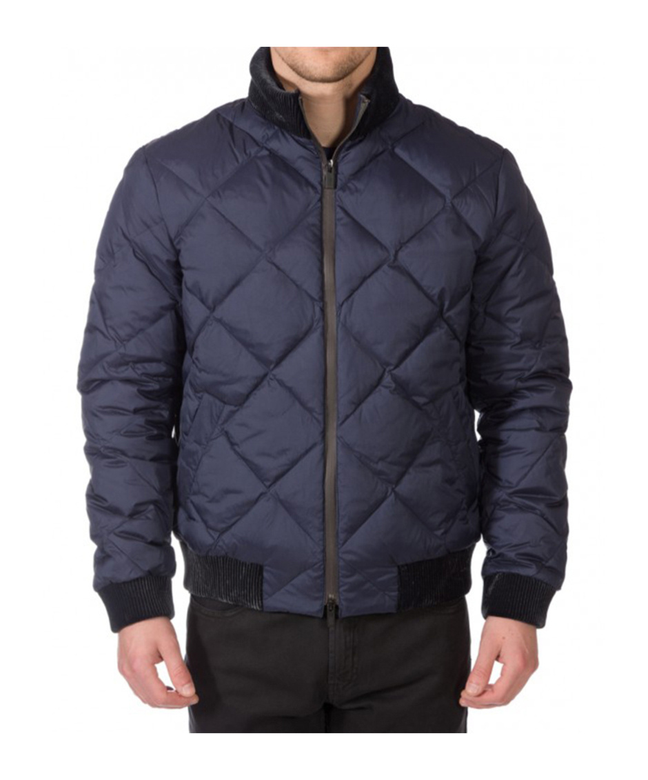 Armani Collezioni Quilted High-neck Down Jacket In Black