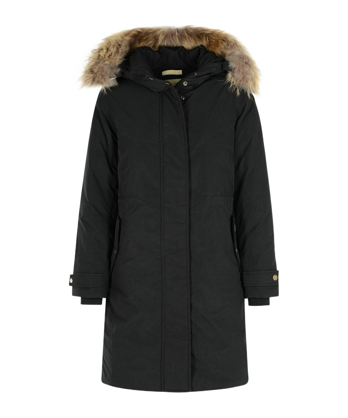 Woolrich Long Sleeved Hooded Coat In Black