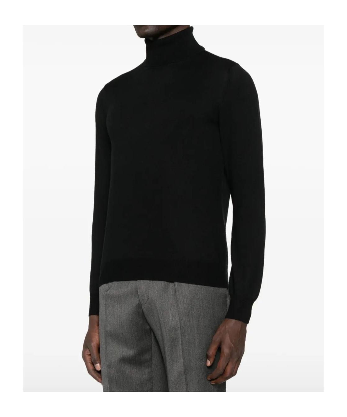 Tagliatore Turtleneck Sweater With Ribbed Collar And Cuffs In Black
