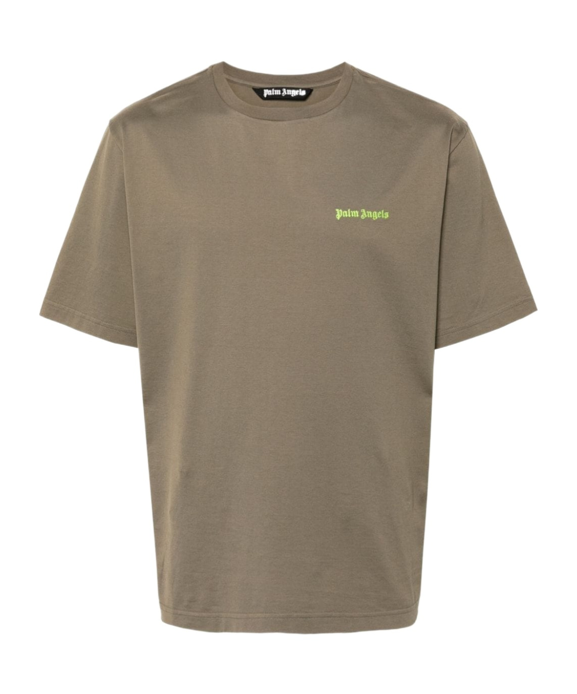 Palm Angels Embroidered-logo Cotton T-shirt In Gray