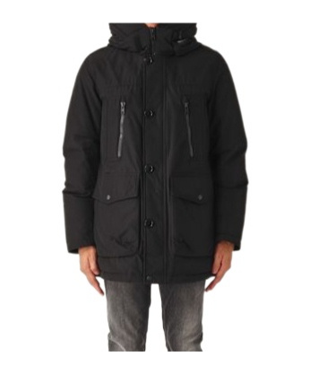 Woolrich Long-sleeved Coat In Black