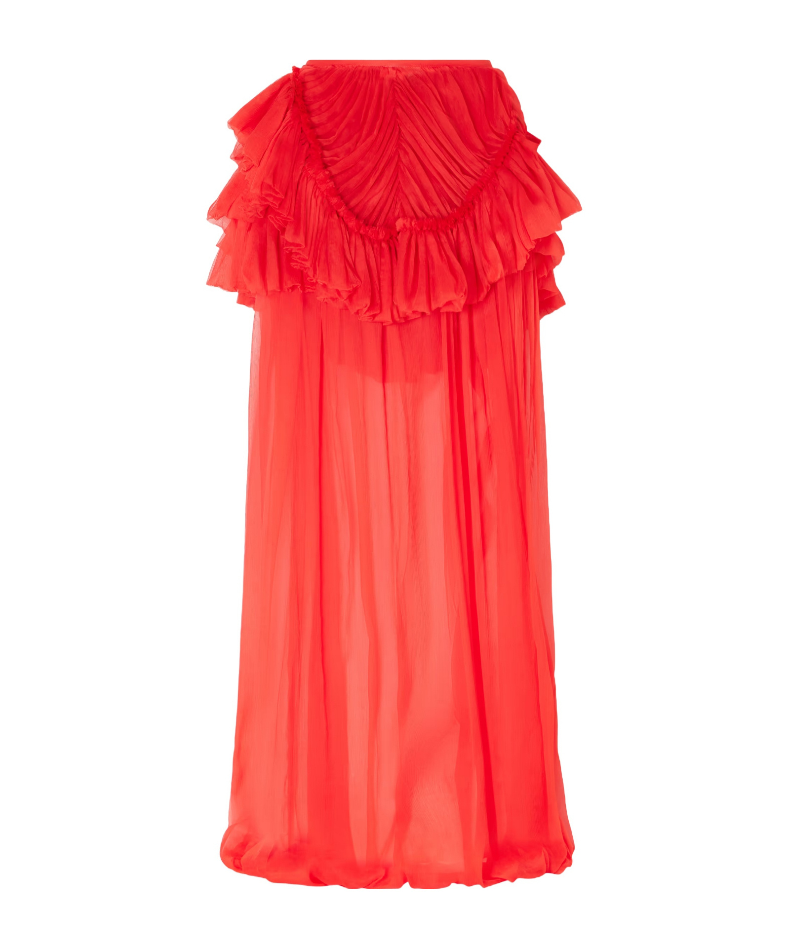 Dries Van Noten Ruffled Silk-chiffon Maxi Skirt In Red