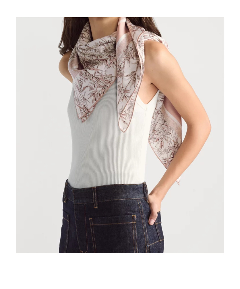 Dior Toile De Jouy Natura 90 Square Scarf In White/light Pink