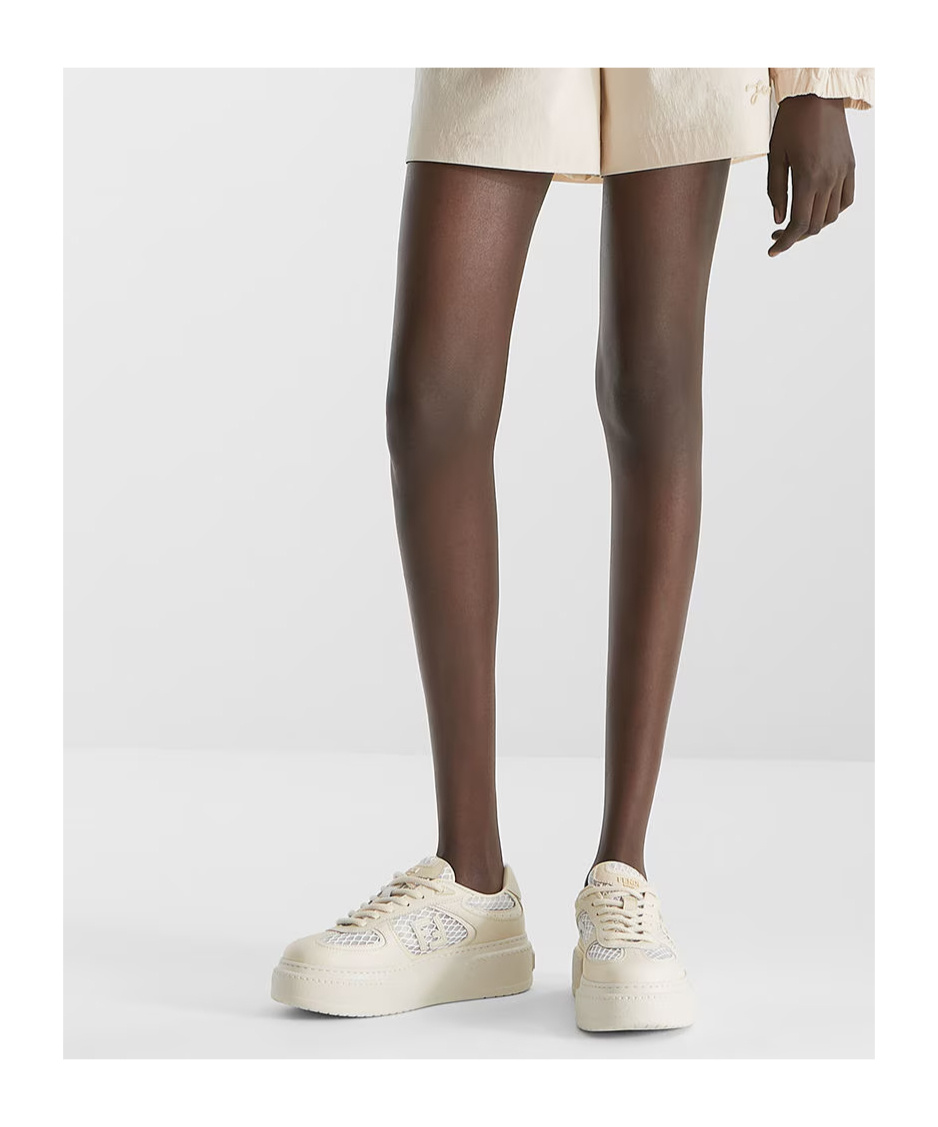 Fendi White Leather And Mesh Platform Low-tops