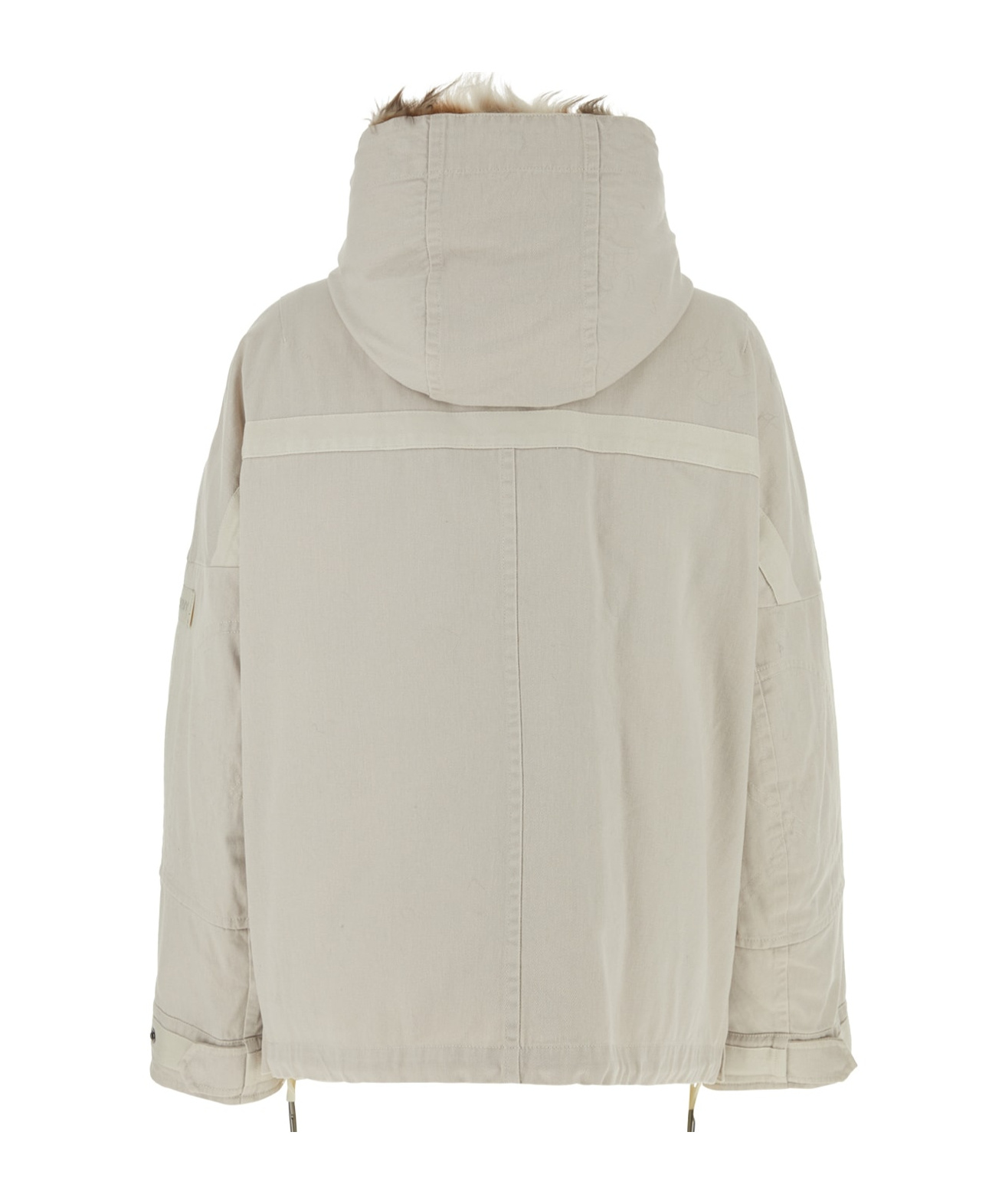Yves Salomon Coat With Fur Trim And Hood In Nude
