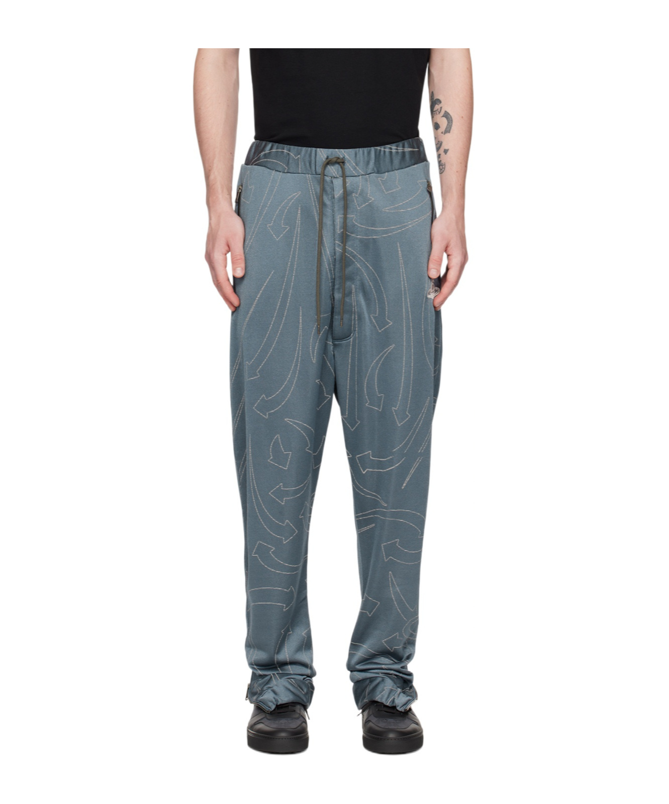 Vivienne Westwood Printed Drawstring Casual Pants In Gray