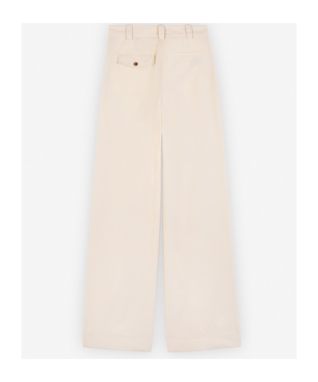 MAISON KITSUNÉ LOGO-EMBROIDERED PLEATED STRAIGHT TROUSERS