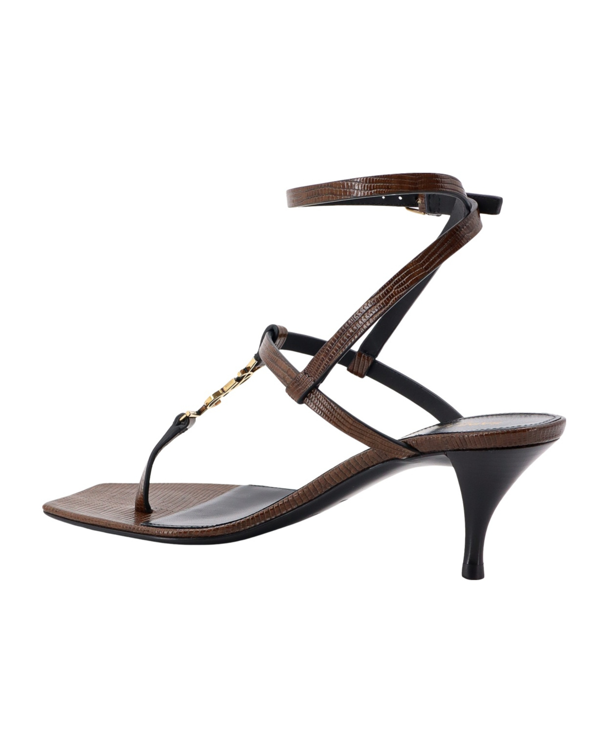 Saint Laurent Cassandra 60 Leather Sandals In Brown