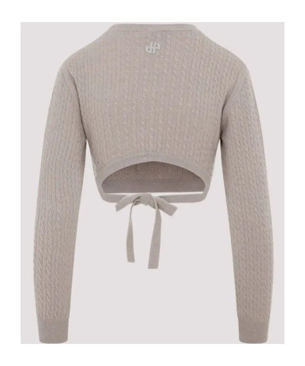 Patou Cable-knit Cropped Sweater In Wool And Cashmere In Neutral