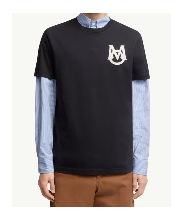 Moncler Logo Cotton Jersey T-shirt In Black