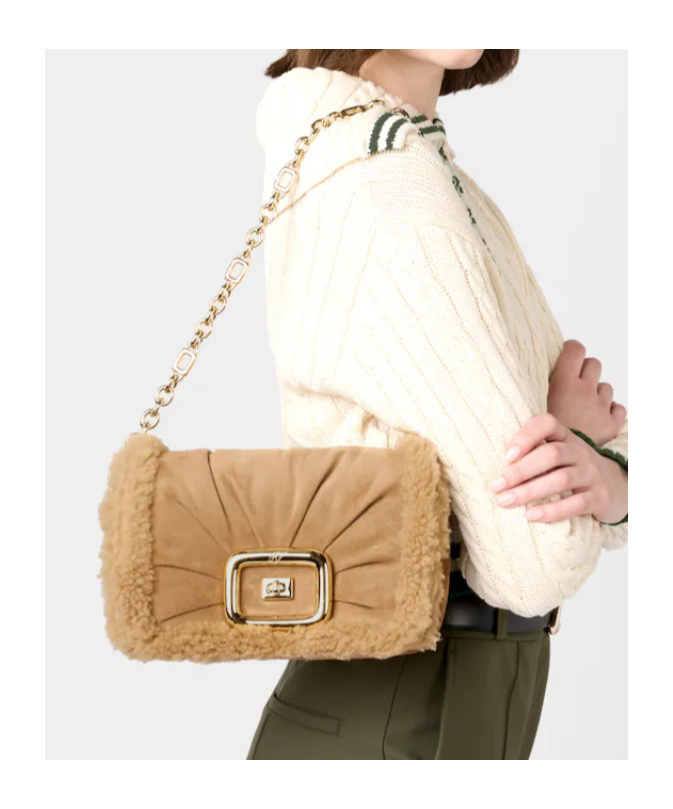 Roger Vivier Vic' Choc Flap Shoulder Bag In Brown