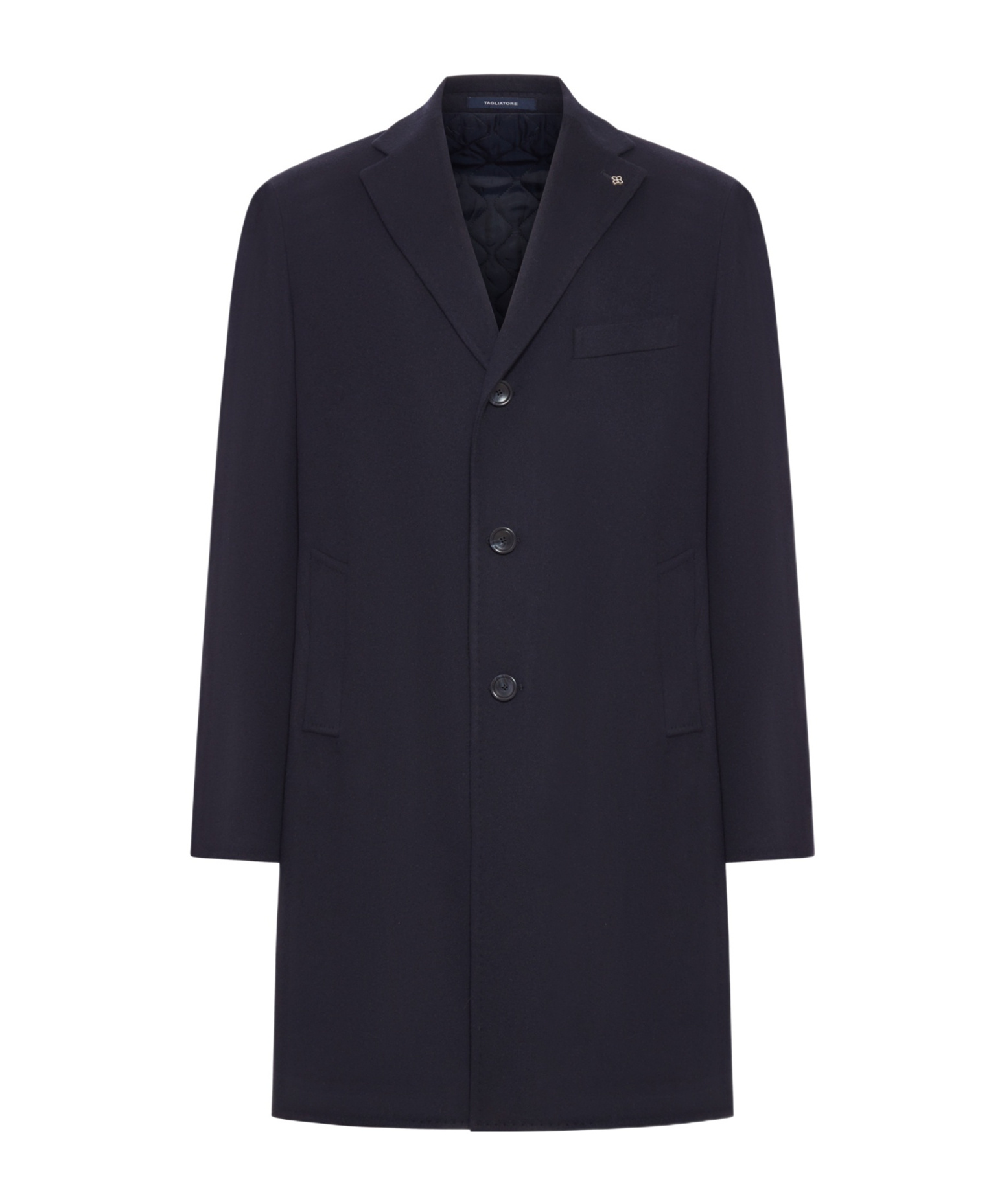 Tagliatore Single-breasted Virgin Wool Coat In Blue