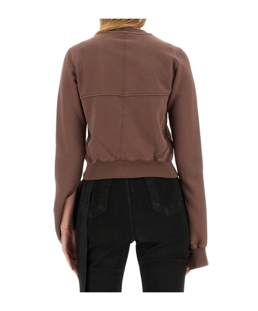 Rick Owens Drkshdw Drkshdw By Rick Owens Cropped Sweatshirt With Flared Sleeves In Brown