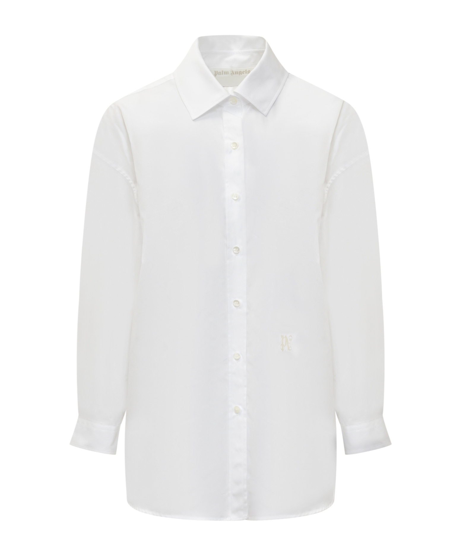 Palm Angels Monogram Embroidered Loose Shirt In White
