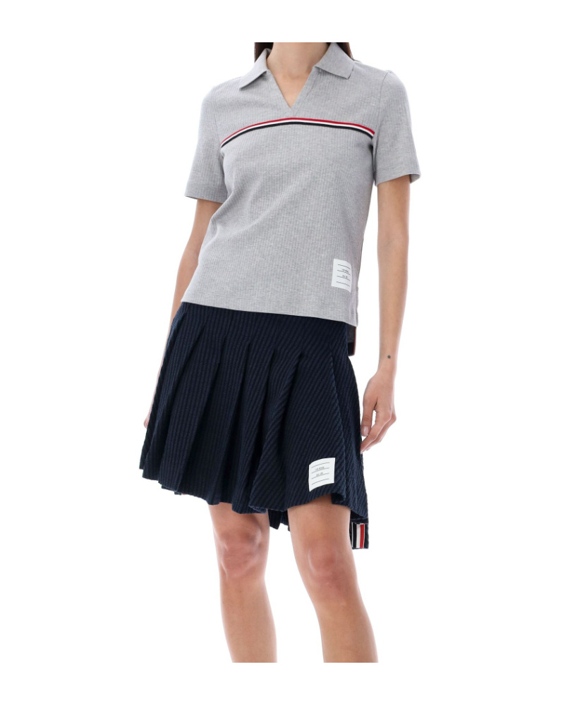 Thom Browne Rwm-stripe Short-sleeve Polo In Black