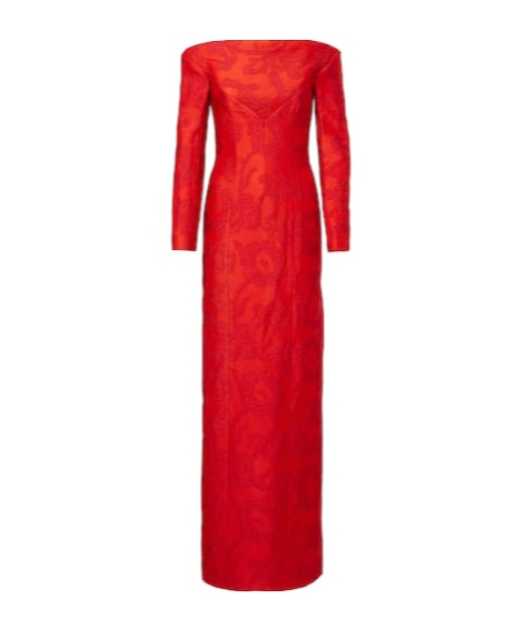 Emilia Wickstead Zarith Jacquard Off-shoulder Elliptical Maxi Dress In Red
