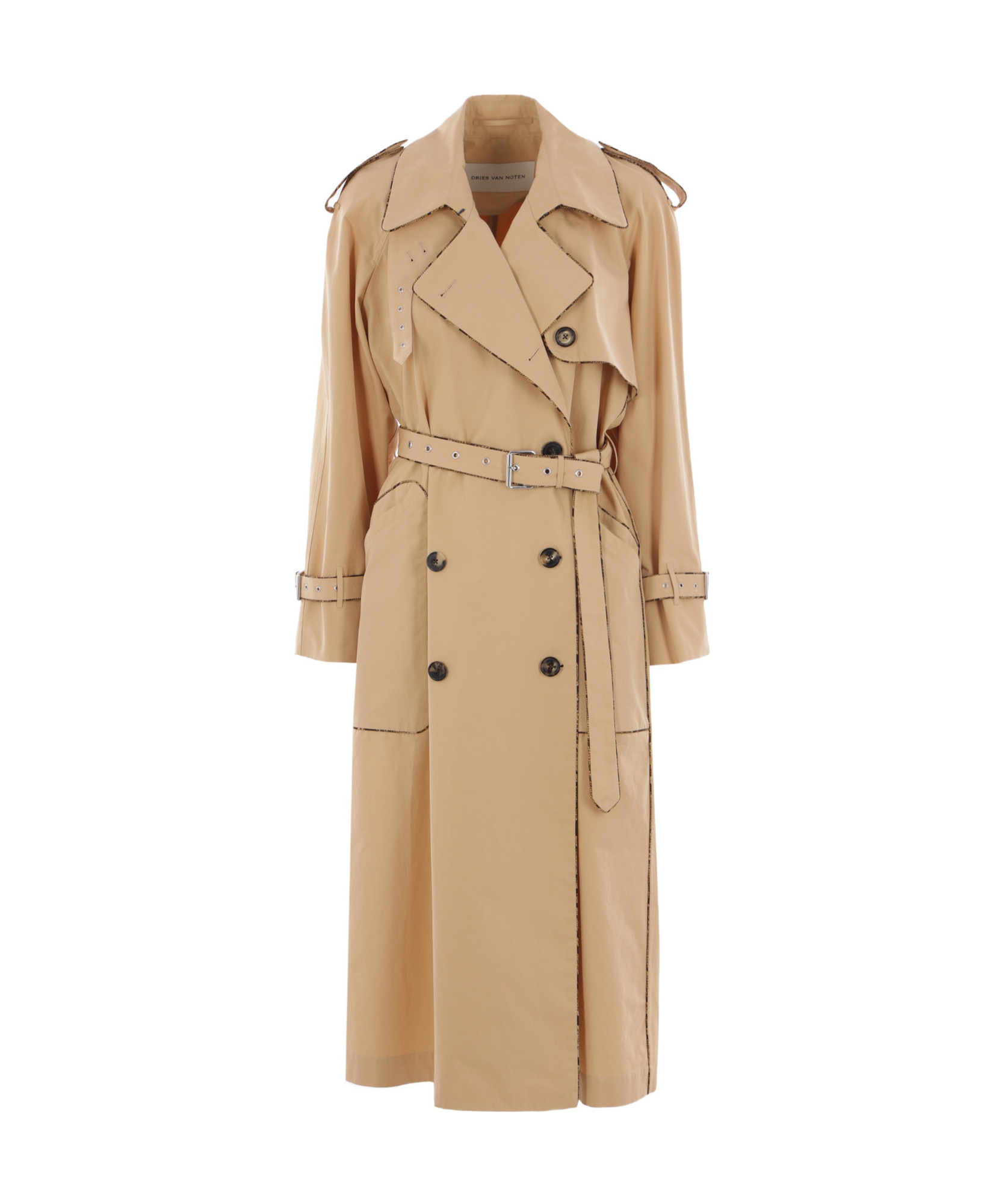 Dries Van Noten Risto Washed Cotton Poplin Trench Coat In Nude