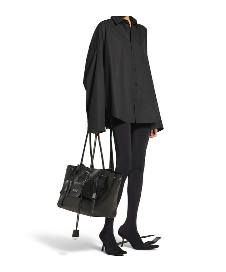 Balenciaga Cotton Poplin Lace-up Shirt In Black