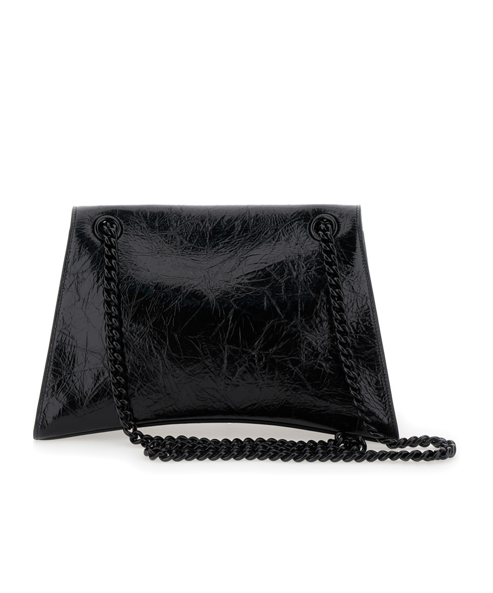 Balenciaga Black Medium Crush Black Crossbody Bag In Black