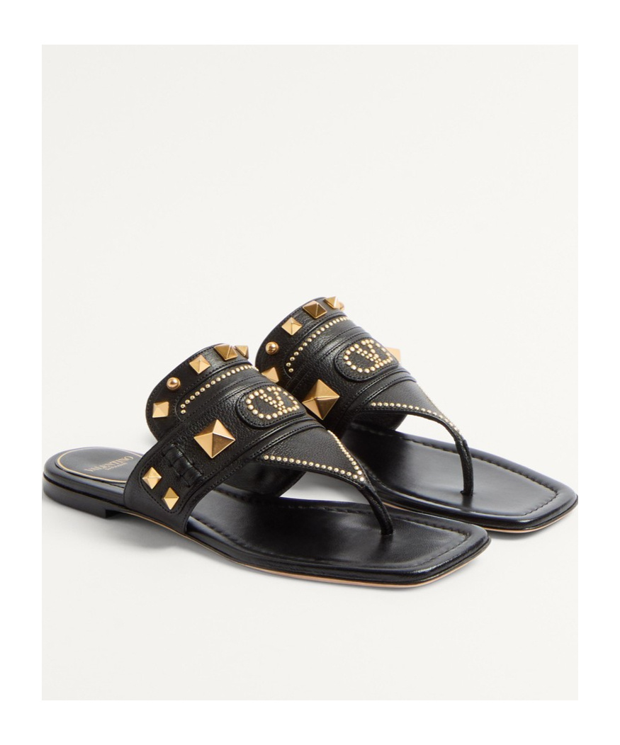 Shop Valentino Plaster Caster Buffalo Thong Sandal In Black